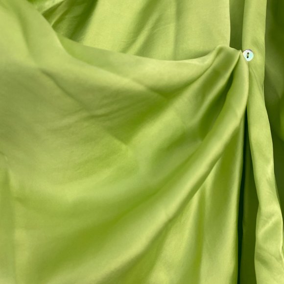 Brand new size 6 satin ZARA wrap dress in neon lime green - Picture 5 of 5